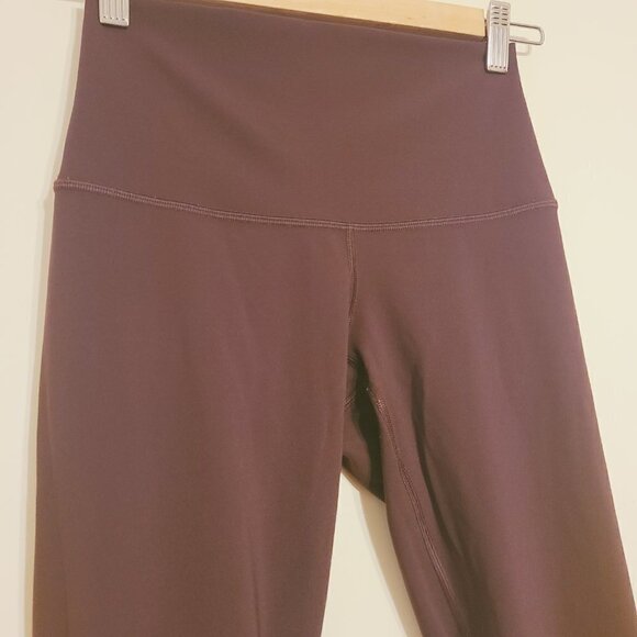 Lululemon | Women's Burgundy/Maroon High Waist Leggings w/ Petal Hems (Size 2) - Picture 2 of 11